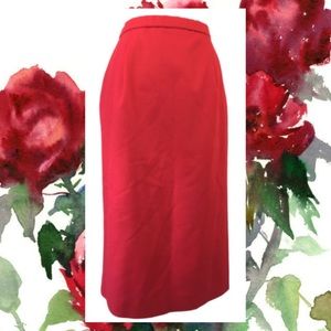 Vintage 80s 90s Pendleton Red Wool Straight Midi Skirt 12 Career Pencil Holiday
